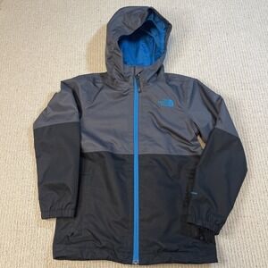 The North Face Youth Small DryVent 2-in-1 Hooded Zip Jacket Black Blue Rain